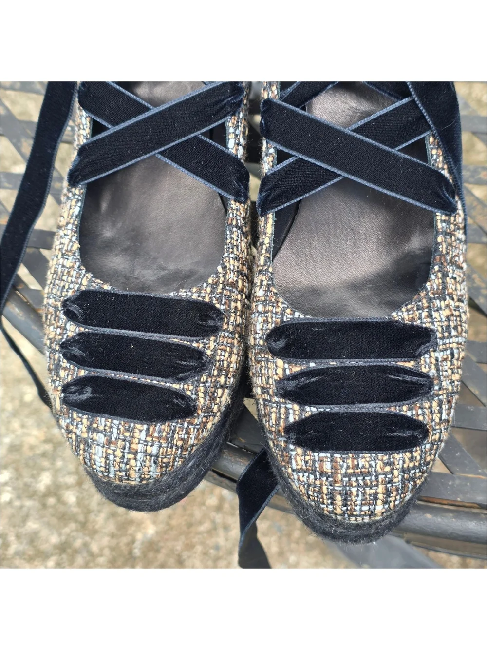 Castañer Balletcore Ballerina Lace Up Tweed Espadrille Wedge Shoes EU40 US9